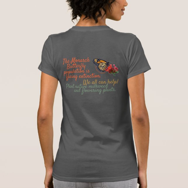 Monarkfjäril på blommor t shirt (Baksida)