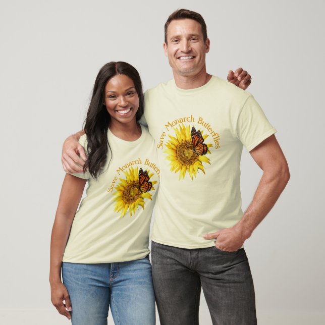 Monarkfjäril på en solros t shirt (Unisex)