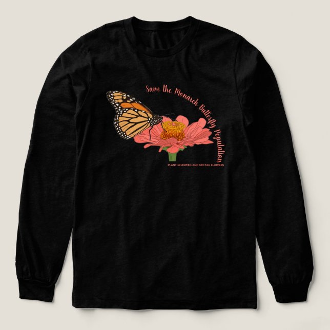 Monarkfjäril på en Zinnia T Shirt (Design framsida)