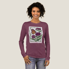 Monarkfjäril på purpur sidenört t shirt