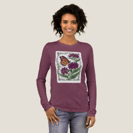 Monarkfjäril på purpur-silkört t shirt