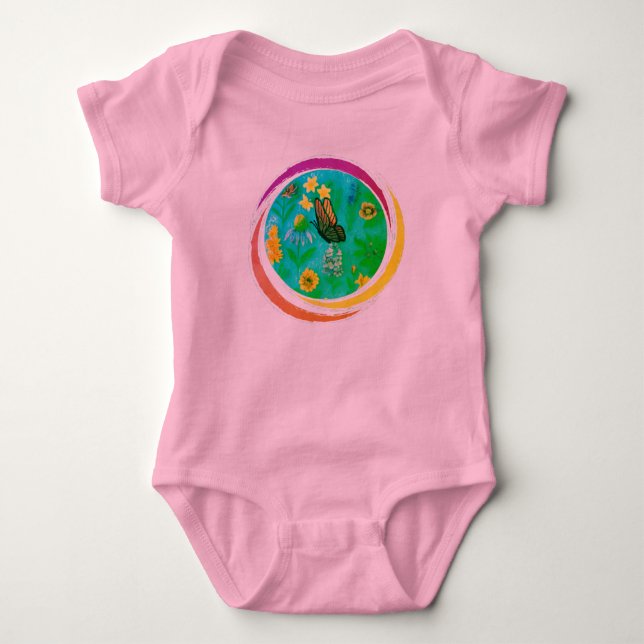 Monarkfjäril Trädgård med Vilda Blommor T Shirt (Framsida)