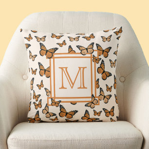 Monarkfjärilar Orange Anpassad Monogram Kudde