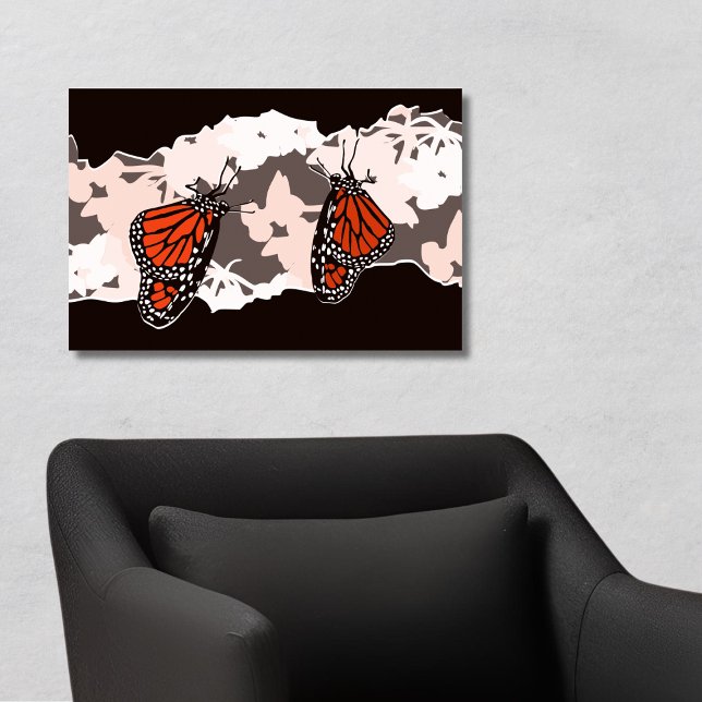 Monarkfjärilar som äter av Svanväxtens blommor Poster (Monarch Butterflies Feeding on Swan Plant Blooms Poster)