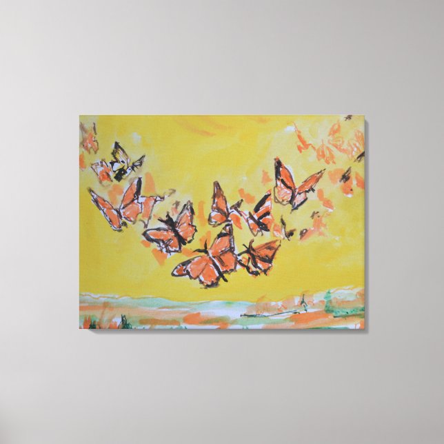 Monarkfjärilar Svärmar Expressionist Canvastryck (Framsida)