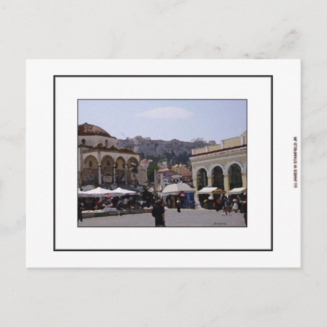 Monasteraki kvadrerar i Athens, Grekland Vykort (Framsida)