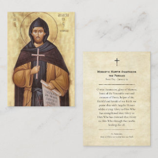 Monastic Martyr Anastasios the Persian Prayer Card Placeringskort