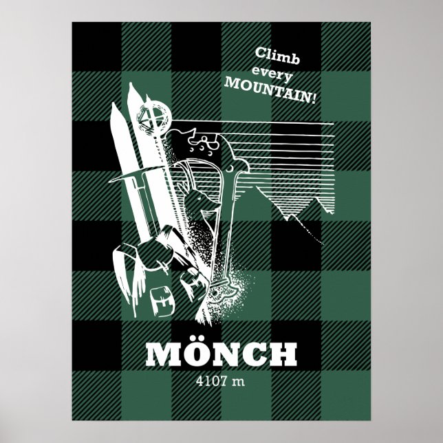 Mönch 4107 m Swiss Alpernas Moutaineering Poster (Framsidan)
