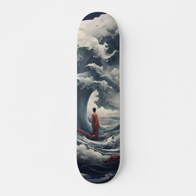 Mönch zwischen tobender Welle Skateboard Deck (Framsida)