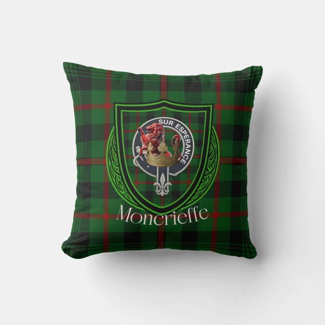Moncrieffe skotska klan tartan & vapen kudde (Framsida)