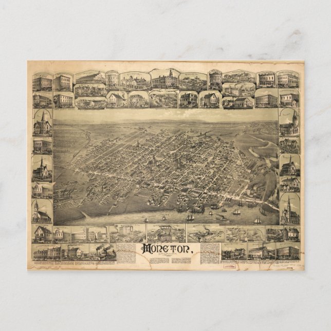 Moncton New Brunswick Kanada (1888) Vykort (Framsida)