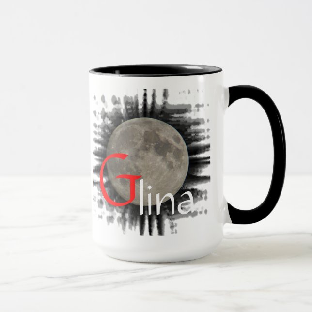 Mond, Lune, Luna, Glina, Måne Tasse Mugg (Höger)