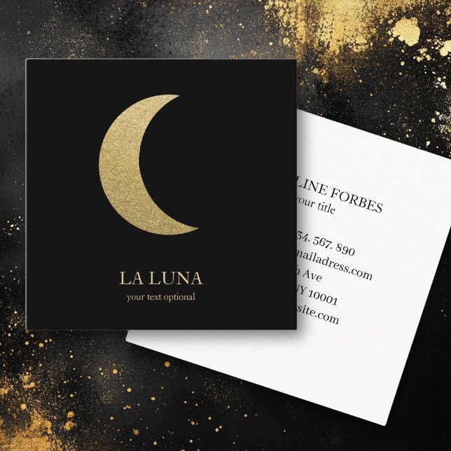 Mond  Visitenkarte Fyrkantigt Visitkort (Gold Moon Business Card.)