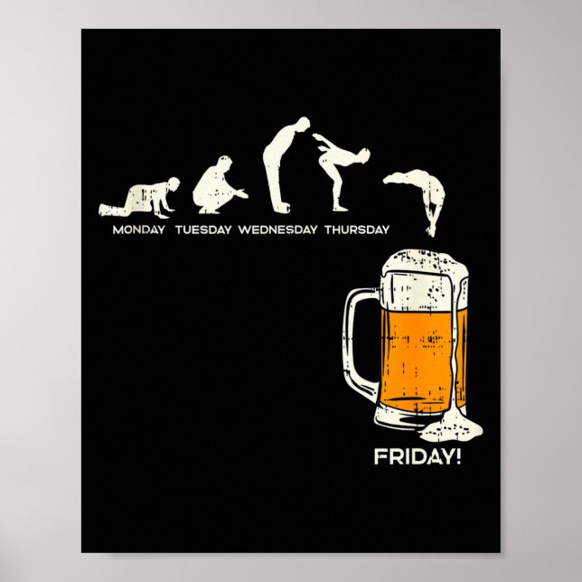 Monday To Friday Beer Funny Work Week Drinking Tea Poster (Framsidan)