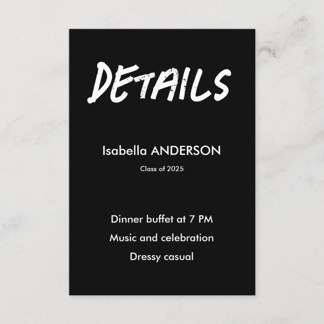 Mondern Black and White Graduation  Tilläggskort (Framsida)