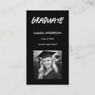 Mondern Black and White Graduation  Visitkort
