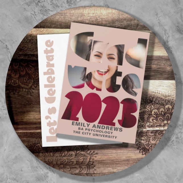 Mondern Simple Studenten Photo Ro Guld Inbjudningar (Skapare uppladdad)