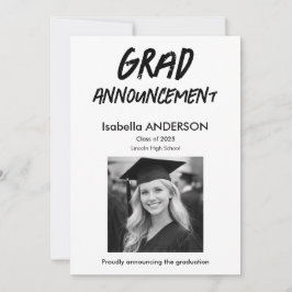 MondernBlack and White Graduation Announcement Inbjudningar