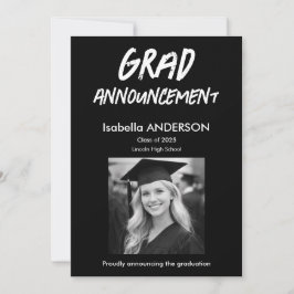 MondernBlack and White Graduation Announcement Inbjudningar