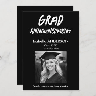 MondernBlack and White Graduation Announcement Inbjudningar