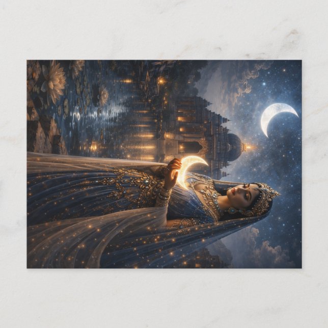 Mondgöttin mit leuchtender Sichel Vykort (Framsida)