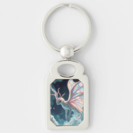 „Mondlicht-Drache der Träume“ Rektangulärt Silverfärgad Nyckelring