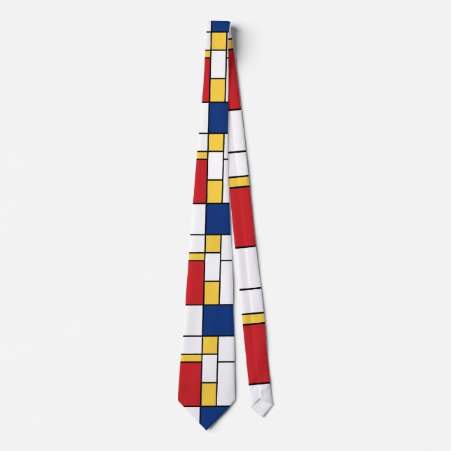 Mondrian Abstrakt Art Minimalistiskt primärt Färg Slips (Framsida)