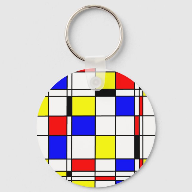 Mondrian art stil nyckelring (Framsida)