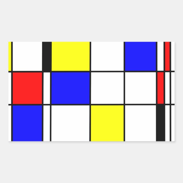 Mondrian art stil rektangulärt klistermärke (Framsida)