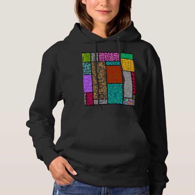 Mondrian Blommig Grafisk Design Abstraktion T Shirt (Framsida)