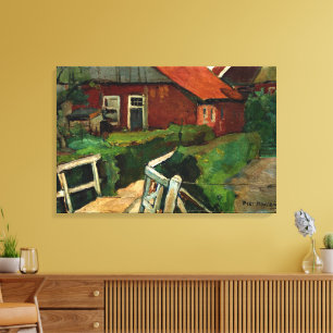Mondrian - Bondgård med bro Canvastryck