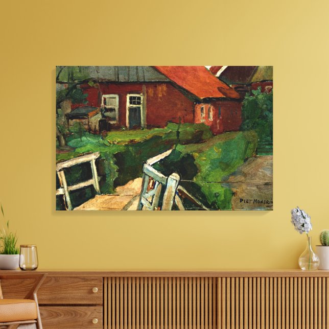 Mondrian - Bondgård med bro Canvastryck (Insitu (Vardagsrum))