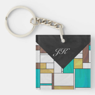 Mondrian Brown Gult Teal Print