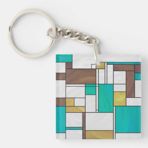 Mondrian Brown Gult Teal Print