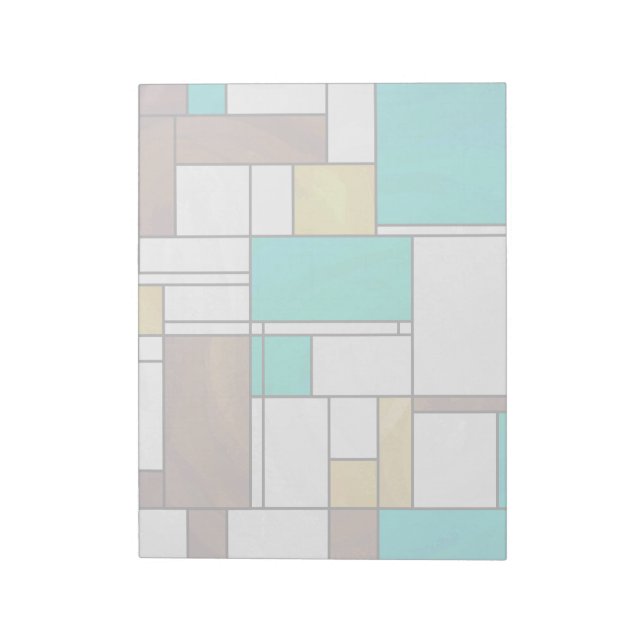 Mondrian Brown Gult Teal Print Anteckningsblock (Roterad)