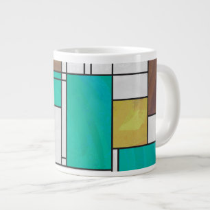 Mondrian Brown Gult Teal Print Jumbo Mugg