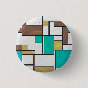 Mondrian Brun Gul Teal Tryck Knapp