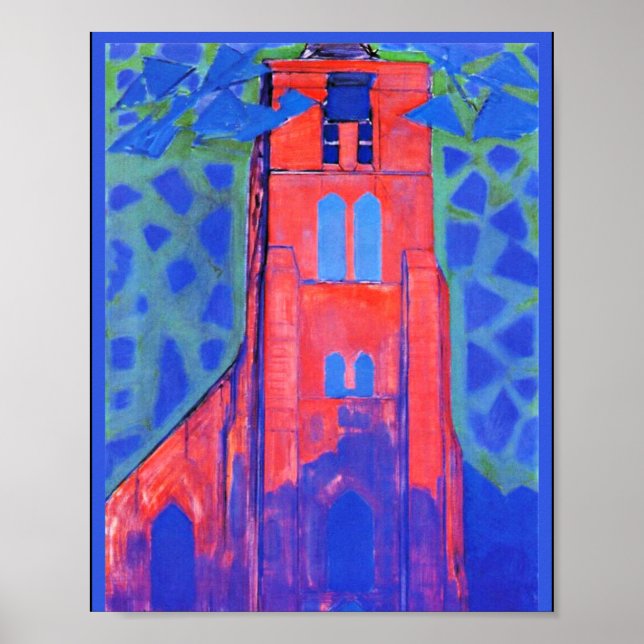 Mondrian - Church Torn vid Domburg Poster (Framsidan)
