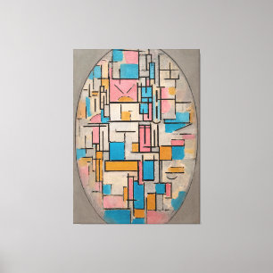 MONDRIAN - COMP. I OVAL MED FÄRG FLYGPLAN 1914 CANVASTRYCK