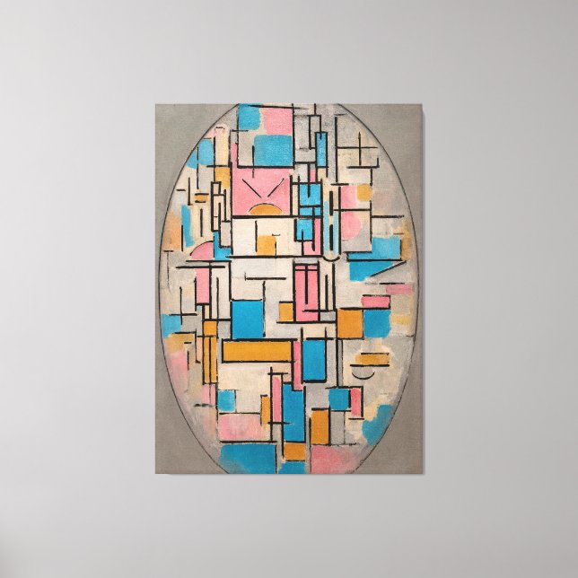 MONDRIAN - COMP. I OVAL MED FÄRG FLYGPLAN 1914 CANVASTRYCK (Framsida)