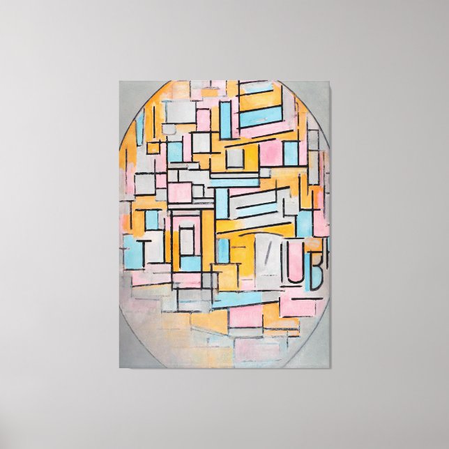 MONDRIAN - COMP. I OVAL MED FÄRG FLYGPLAN 2 1914 CANVASTRYCK (Framsida)
