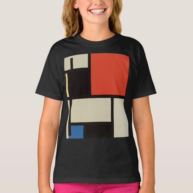 Mondrian Composition Modern Abstrakt Black Kids T Shirt (Framsida)