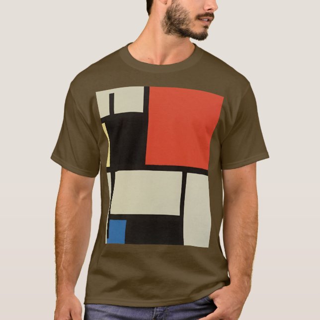 Mondrian Composition Modern Abstrakt Brown T Shirt (Framsida)