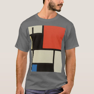 Mondrian Composition Modern Abstrakt Mörk Grått T Shirt