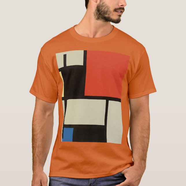 Mondrian Composition Modern Abstrakt Texas Orange T Shirt (Framsida)