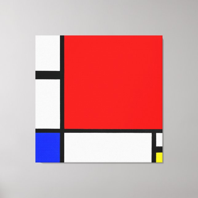 MONDRIAN COMPOSITION No. II with RED BLUE & GULT Canvastryck (Framsida)