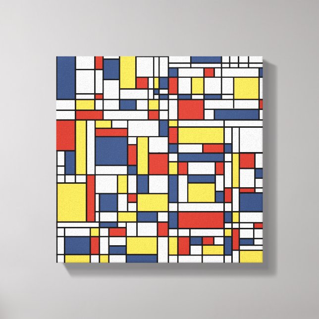 Mondrian De Stijl Mönster Canvastryck (Framsida)