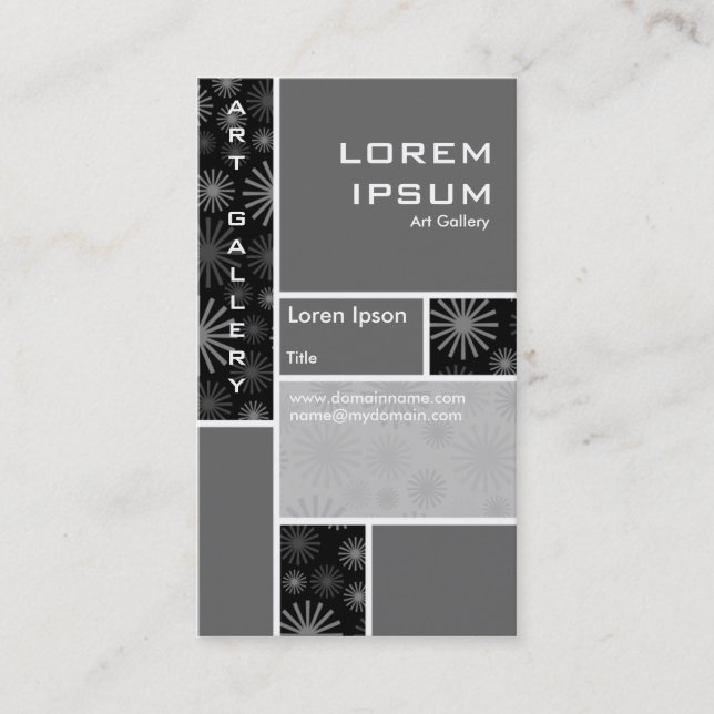 Mondrian-dekorerad - Grått Visitkort (Framsida)