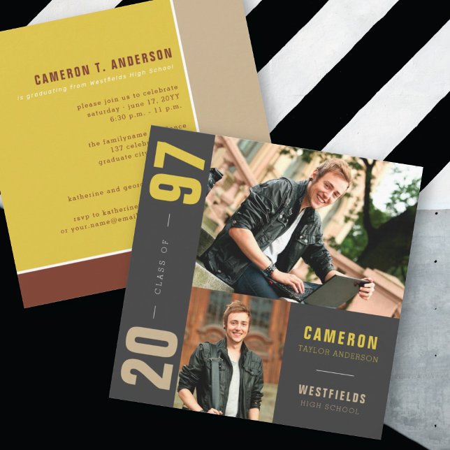 Mondrian Färg Blocks 2 Photo Studentfest Inbjudningar (Skapare uppladdad)