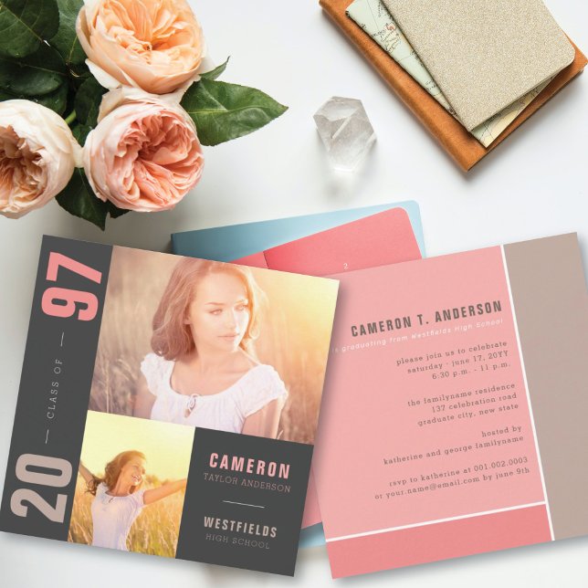 Mondrian Färg Blocks 2 Photo Studentfest Inbjudningar (Skapare uppladdad)